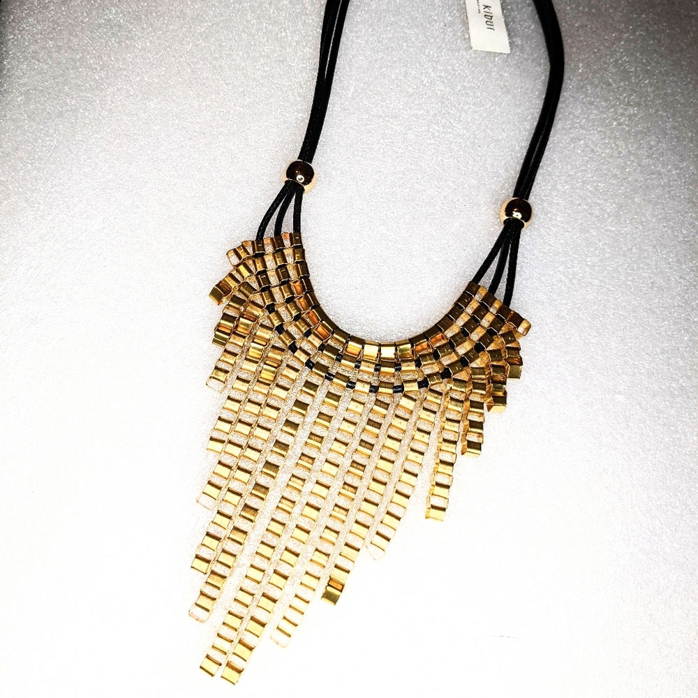 Deleting Soon 10/22! Adia Kibur Gold Link Bib Necklace with Tags Attached - Picture 1 of 8